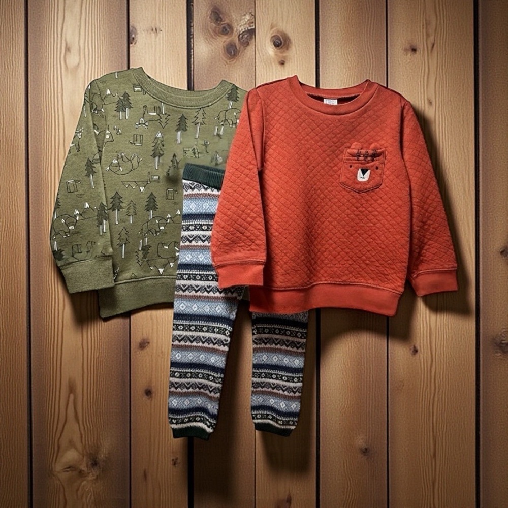 Forest Theme Orange and Green Kids Matching Set